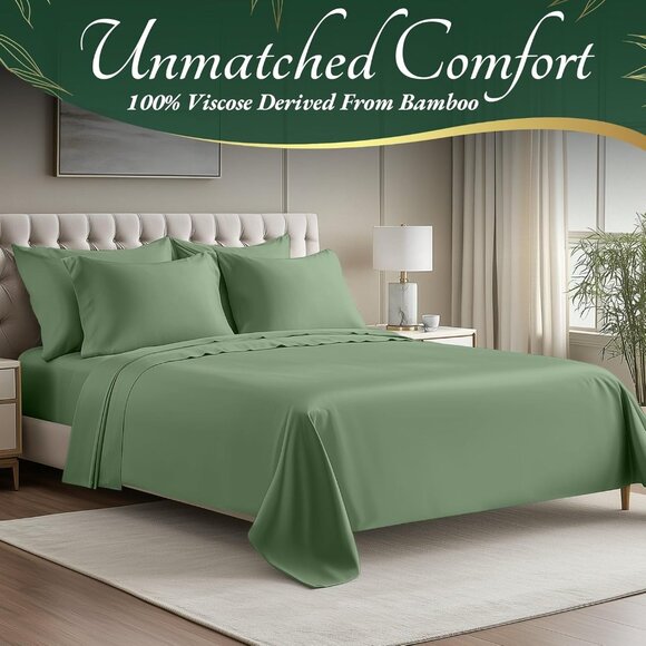 5- NIB Bamboo Sheets KingSize 6 pcs-Ultra Soft & Luxuriously Cooling, 17" Deep - Picture 2 of 8